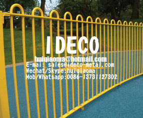 China Colorful Steel Bow Top Railing Fences, Decorative Metal Hoop Top Security Fences, Ornamental Hairpin Railings supplier